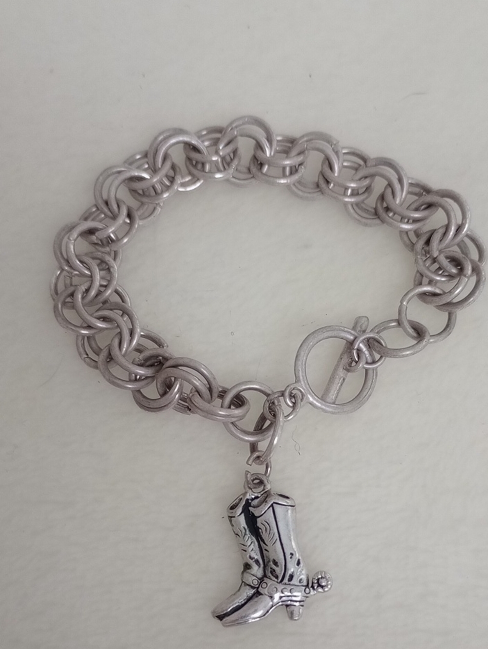 Neiman Marcus Silver Charm Bracelet With Cowboy Boot Charm